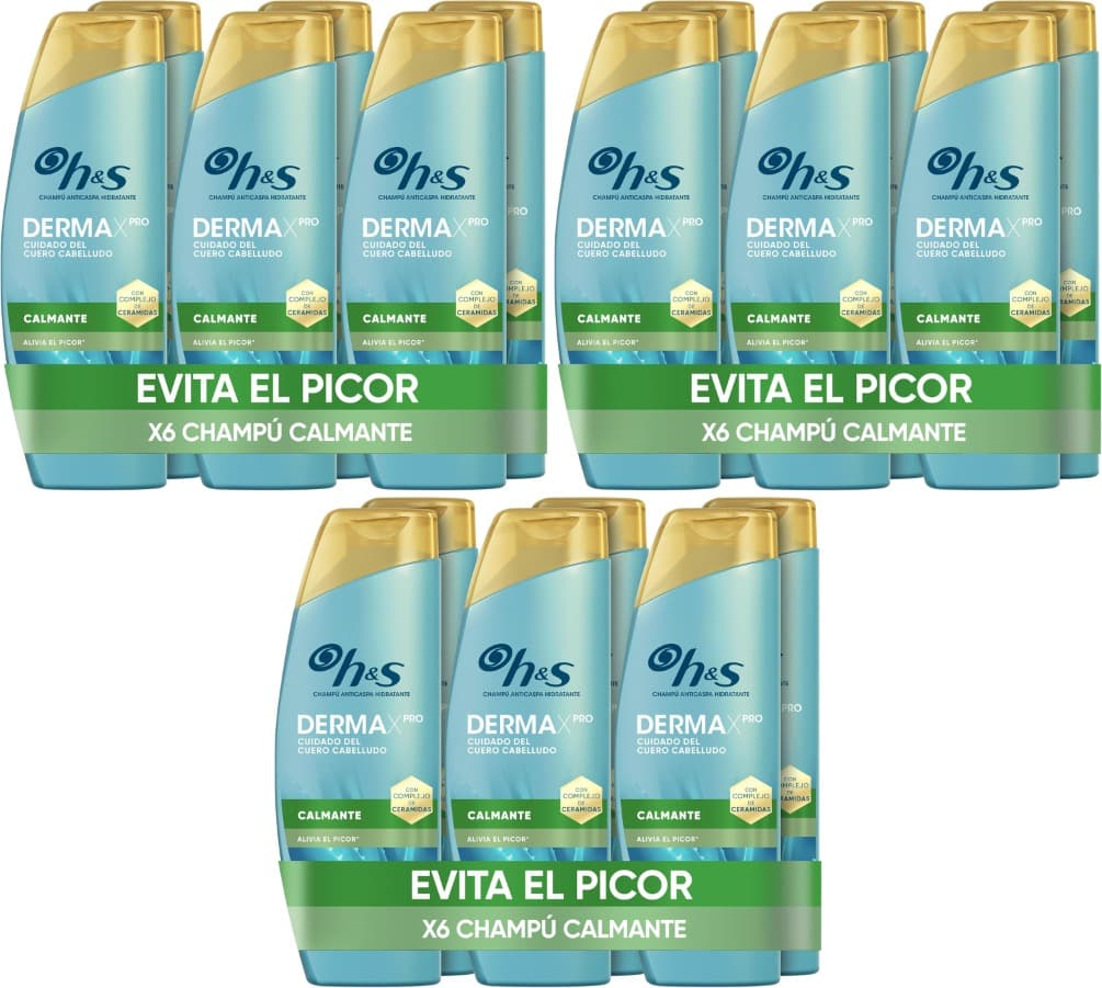 h&s DERMAXPRO Champô anti-caspa calmante para couro cabeludo seco e com comichão, clinicamente testado e dermatologicamente testado, 300 ml x 6