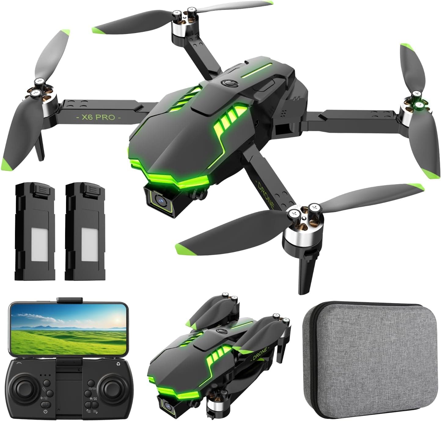 Dron com câmara 1080P para crianças e adultos RC Quadcopter com motor sem escova drone dobrável para iniciantes, brinquedo para crianças presentes de aniversário