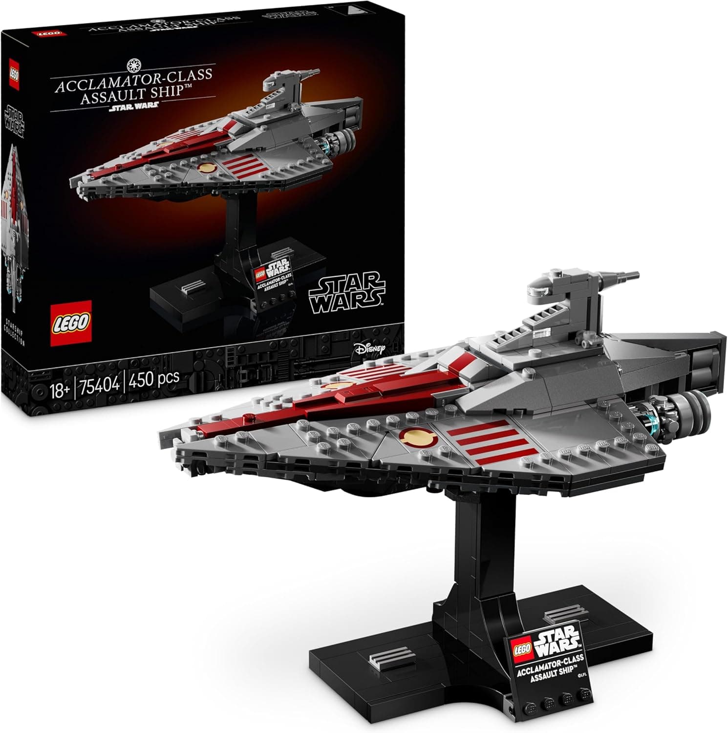 LEGO Star Wars 75404 Navio de assalto classe Acclamator - presente para pais fãs de ataque dos clones - Maquete para construção para adultos da nave estelar - decoração para a casa