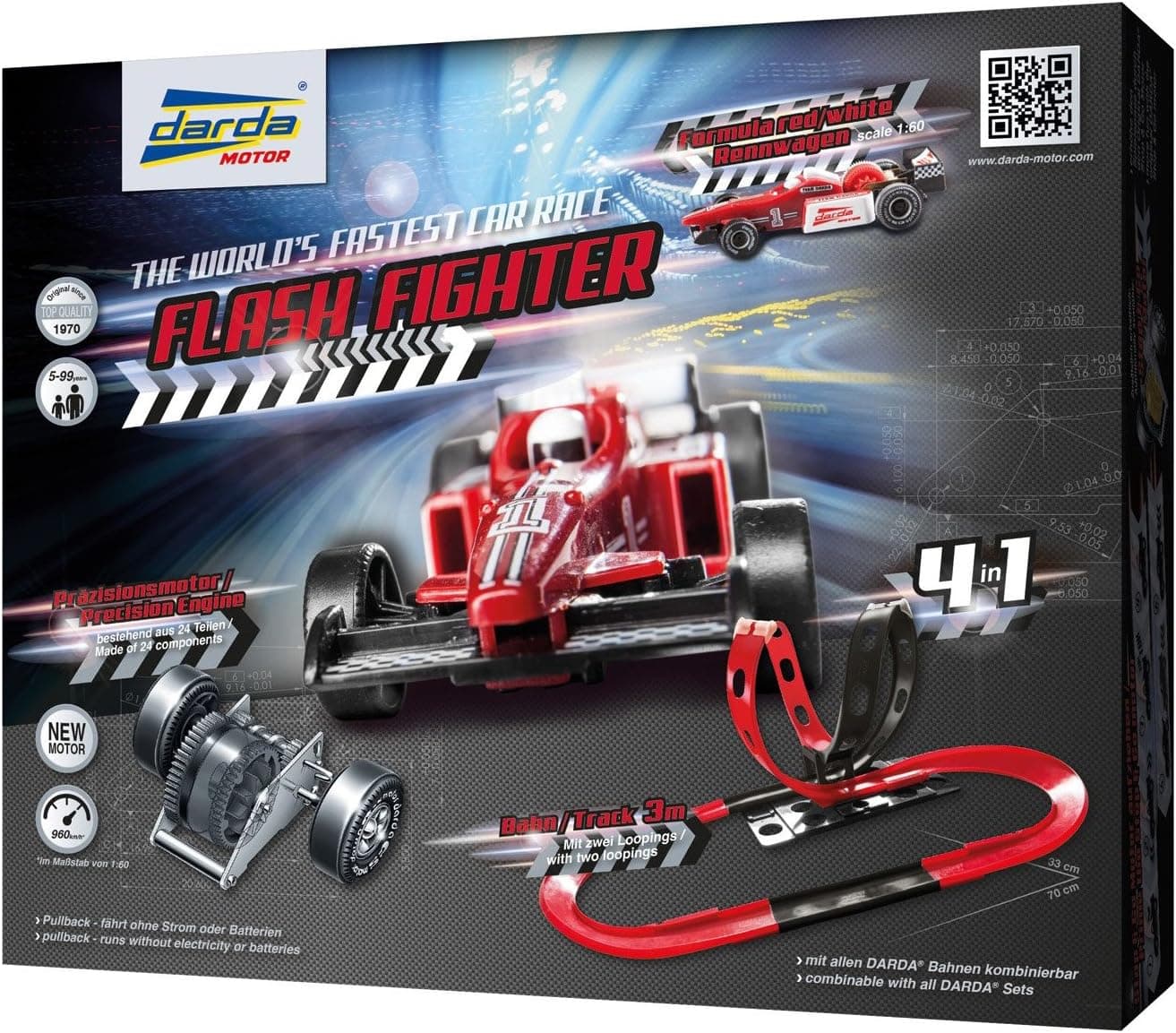 Darda Flash Fighter pista para veículos de brincar - Pistas para veículos de brincar (Darda, preto, vermelho, 5 ano(s), menino/menina, interior, vermelho), cor / modelo sortido