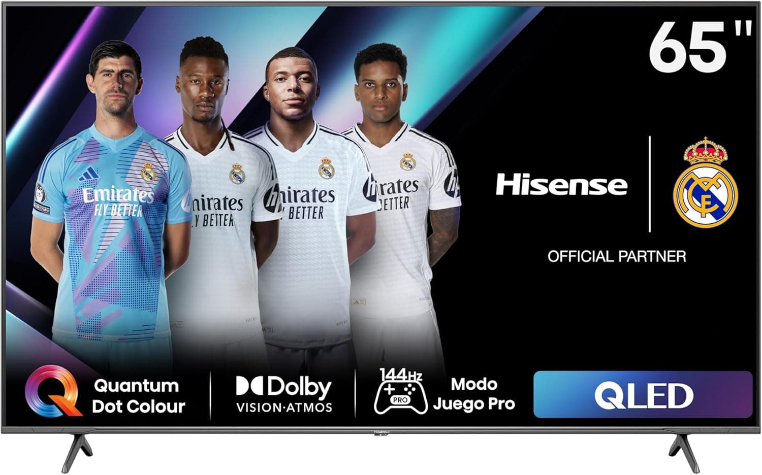 Hisense 65E7NQ Pro QLED Gaming TV, televisão de 65 polegadas, VRR 144Hz HSR 240 fps, AMD Freesync Premium Pro, solução de HDR total, Dolby Vision IQ & Dolby Atmos (Novo 2024)
