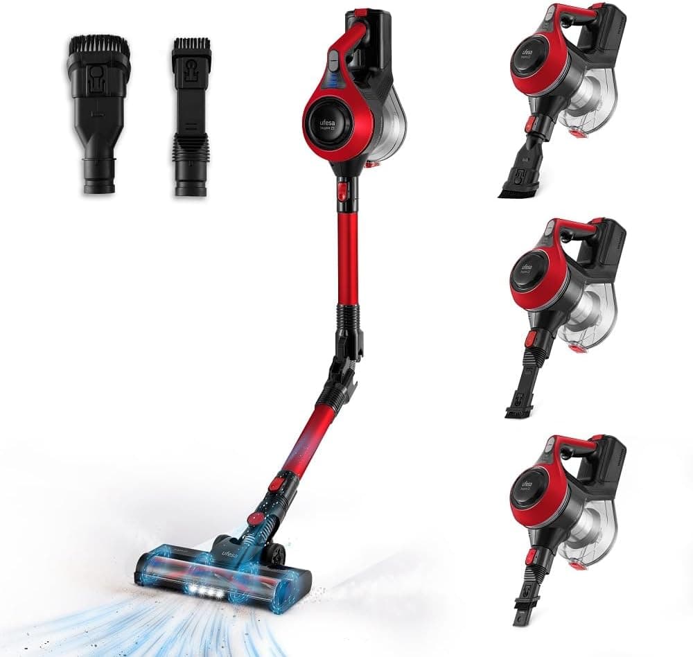 Ufesa Z3 Aspirador vassoura Flex sem cabo 22,2 V, 10 KPa, 150 W, automonomia 40 minutos, escova motorizada com luz, 2 velocidades, acessórios incluídos pavimento/tapete/pêlos de animais / carro/móveis