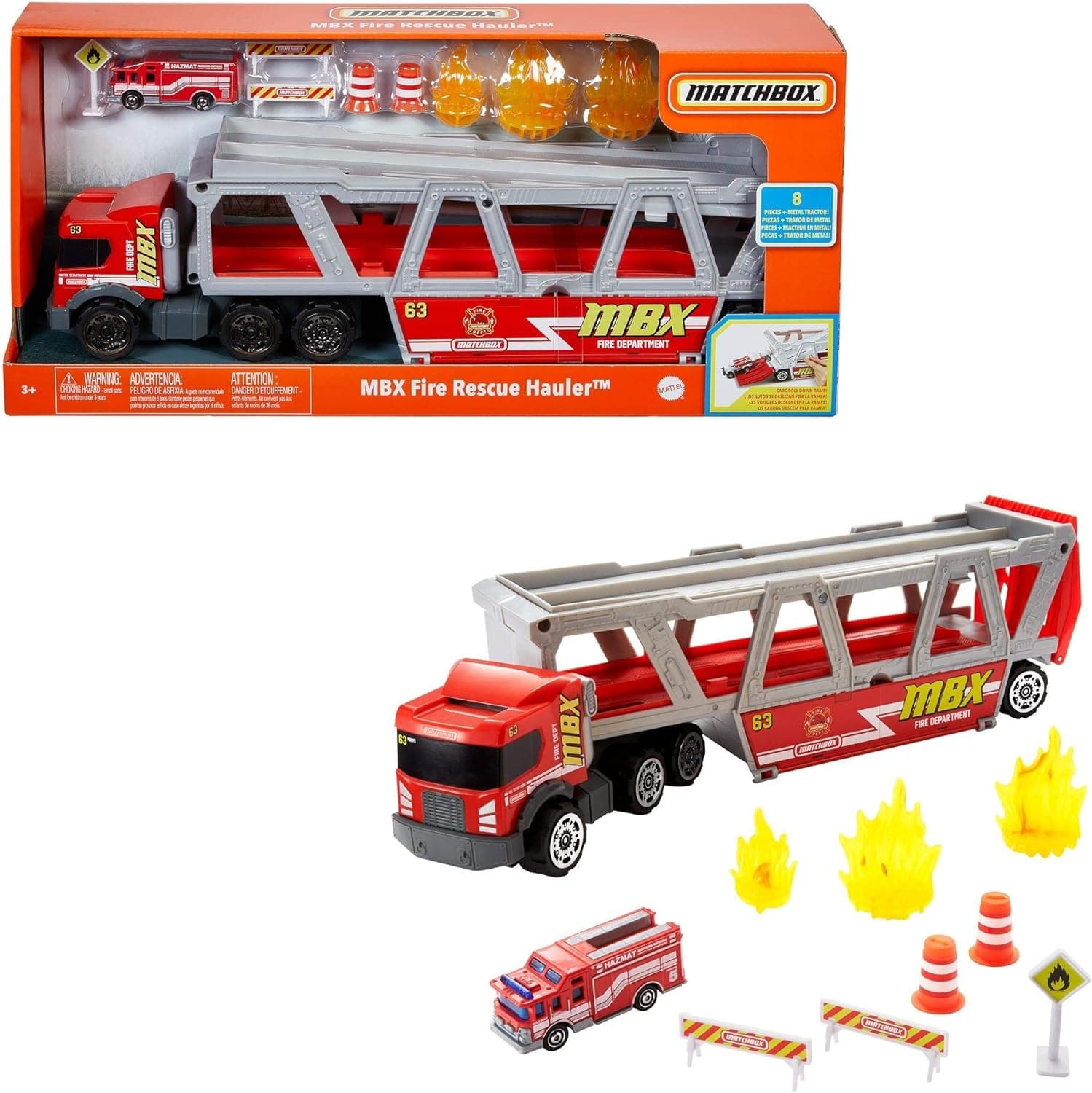 Matchbox Camião de transporte com acessórios, armazena carros de brinquedo, para crianças + 3 anos (Mattel GWM23)