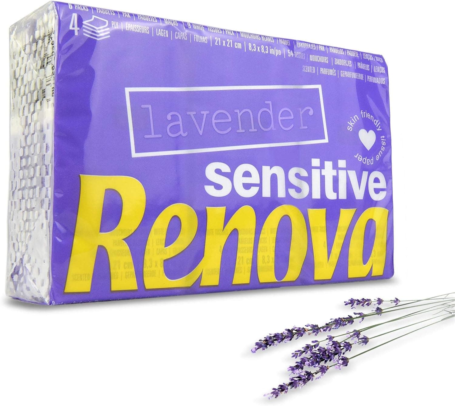 Renova Sensitive Lavanda | Lenços de bolso perfumados com aroma a lavanda, 6 unidades