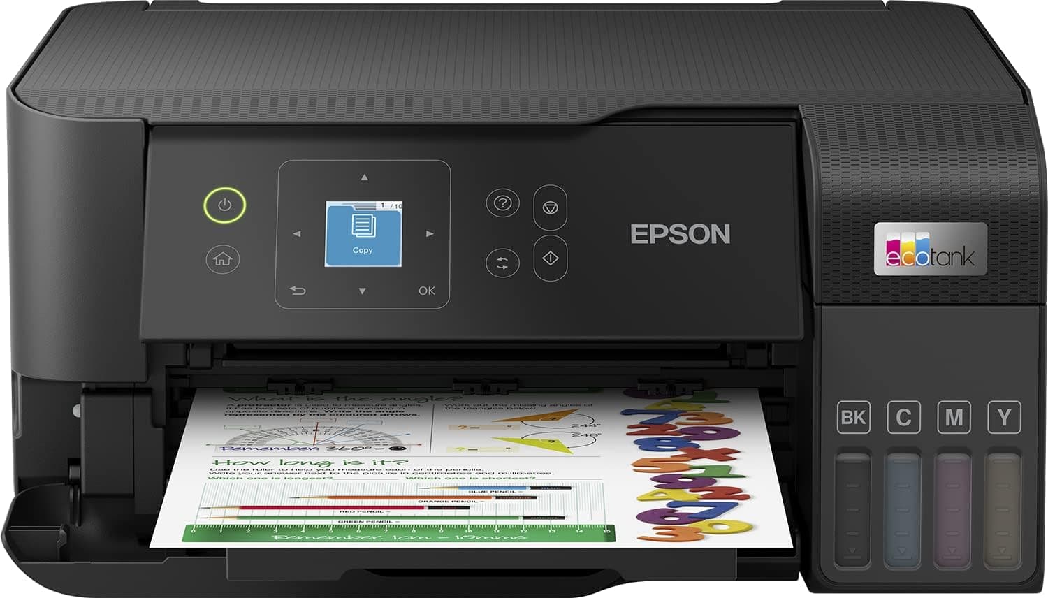 Epson EcoTank ET-2840, impressora Wi-Fi A4 multifunções, depósito de tinta recarregável, ecrã LCD, 3 em 1: Impressão, copiadora, scanner, impressão móvel, conjunto tintas garrafa preta extra