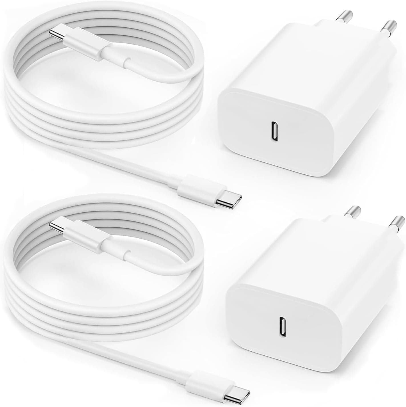 Carregador de carregamento rápido para iPhone 16 15/16 15 Pro/16 15 Pro Max/16 15 Plus/Pad 10 geração Pad Pro, 2 peças 25 W USB C carregador tomada rápida adaptador de alimentação com cabo 2 M