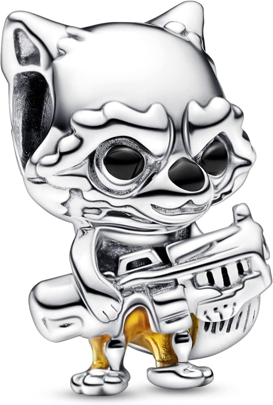 PANDORA Marvel Baby Groot Missangas de prata de lei com vidro castanho