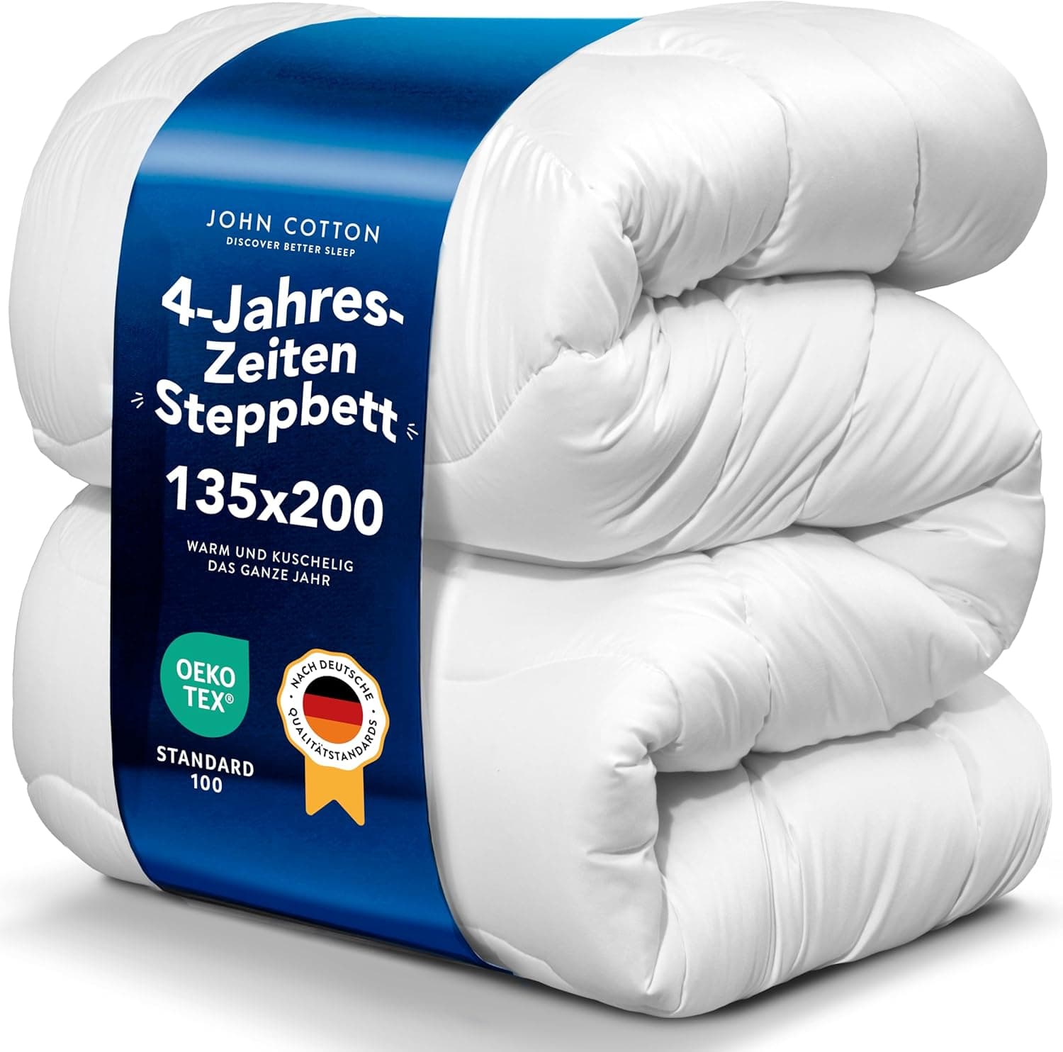 John Cotton Edredão para todo o ano, 135 x 200 cm, respirável, 3 em 1, para o verão e inverno, certificado Oeko Test, manta de microfibra macia para dormir, manta de 135 x 200 cm, para todo o ano