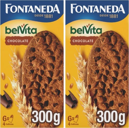 BelVita Leite e cereais bolachas crocantes para o pequeno-almoço 24 bolachas, 6 embalagens, 5 farinhas integrais nutritivas, para um pequeno-almoço saudável e equilibrado, em casa e fora, 300 g x 2