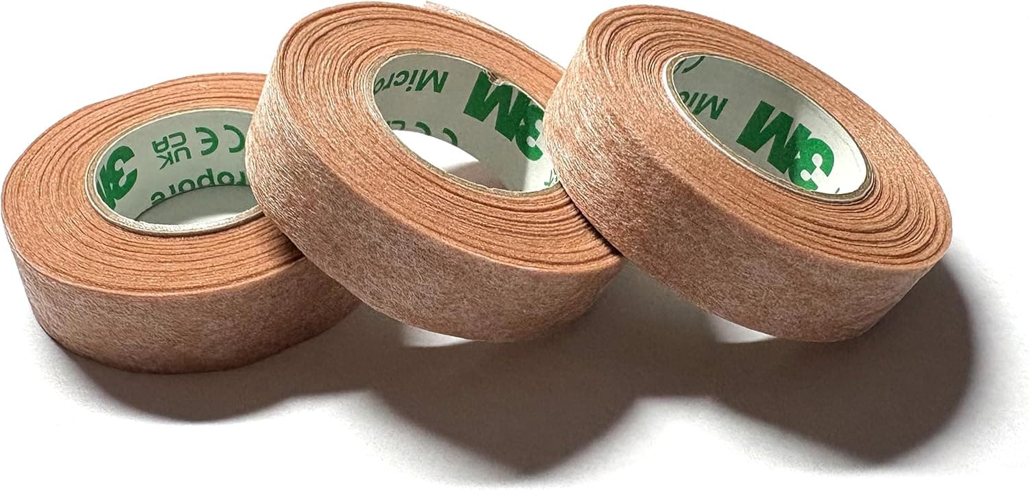 Fita cirúrgica de microporo 3 m, hipoalergénica, cor torrada, 1,25 cm x 9,1 m, embalagem de 3