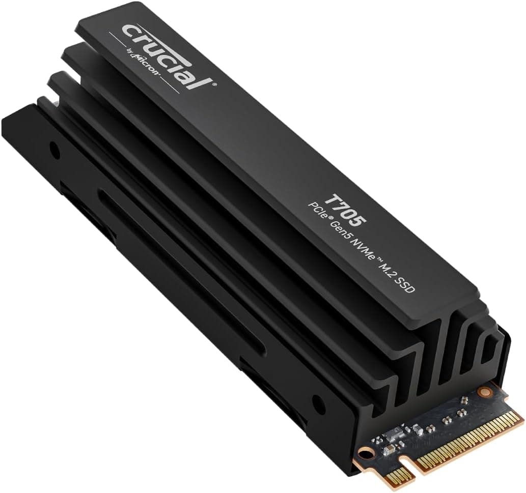 Crucial T705 CT4000T705SSD5 | SSD interno M.2 4TB PCIe Gen5 com dissipador, até 14.100 MB/s para gaming e trabalho intensivo
