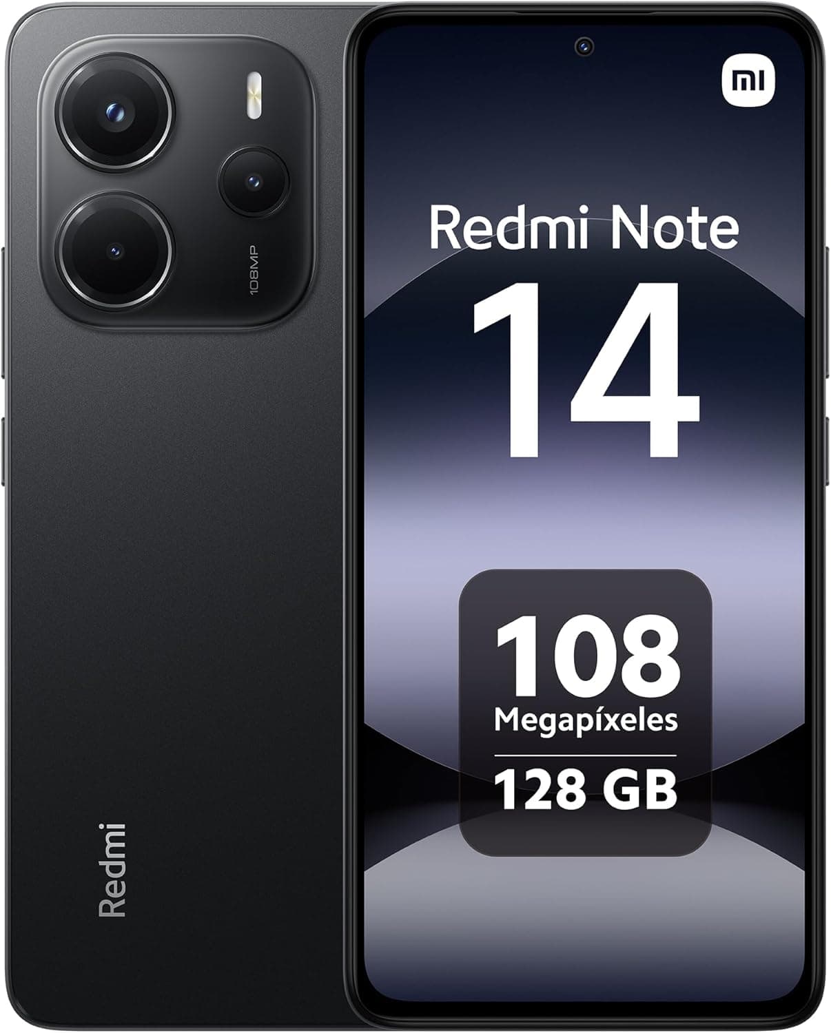 Xiaomi Redmi Note 14 Smartphone de 8+128 GB, ecrã de 6,67" AMOLED FHD+ 120Hz, MediaTek Helio G99-Ultra, câmara de 108 MP, TurboCharge 33W, 5500 mAh, carregador não incluído, número Preto