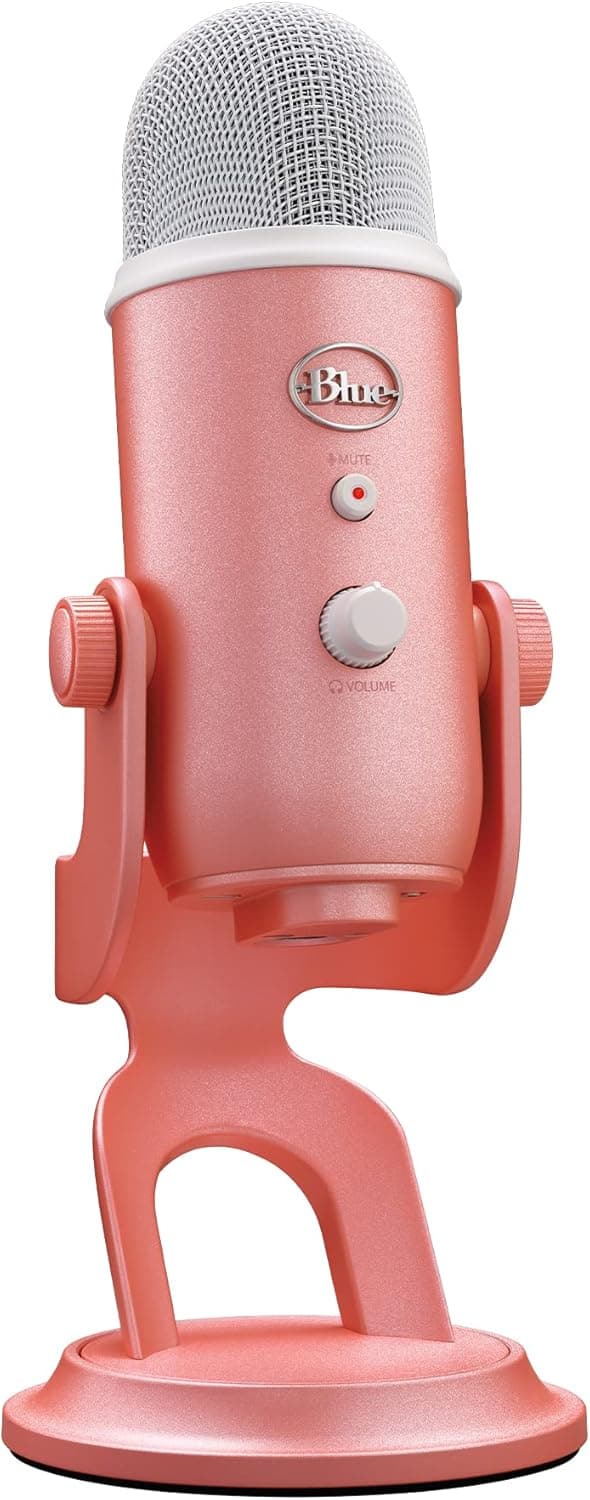 Logitech G Blue Yeti Microfone USB para streaming de jogos, software Blue VO!CE, PC, podcast, estúdio, microfone para computador, temas exclusivos do Streamlabs, acabamento de edição especial, rosa
