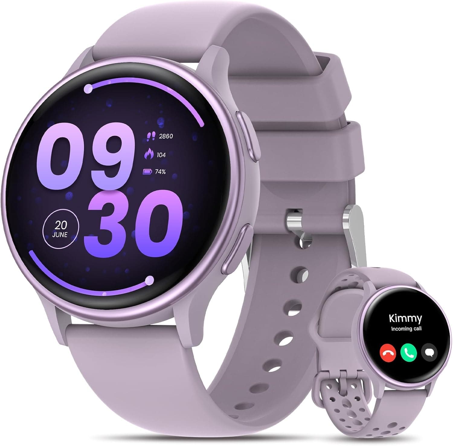HASAKEI Relógio inteligente para mulher, 1,27" Smartwatch com chamadas, 2 correias, 400 mostradores, acompanhamento de períodos / sonho/índice UV, 70 modos desportivos IP68 impermeável pulseira iOS Android
