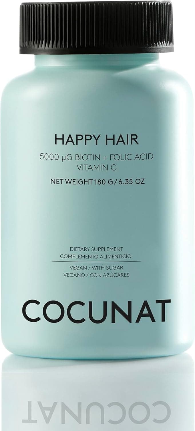 COCUNAT | Happy Hair Vitaminas para o cabelo | evita a queda do cabelo | Fortalece e estimula o crescimento, biotina | resultados em 6 semanas | 60 unidades