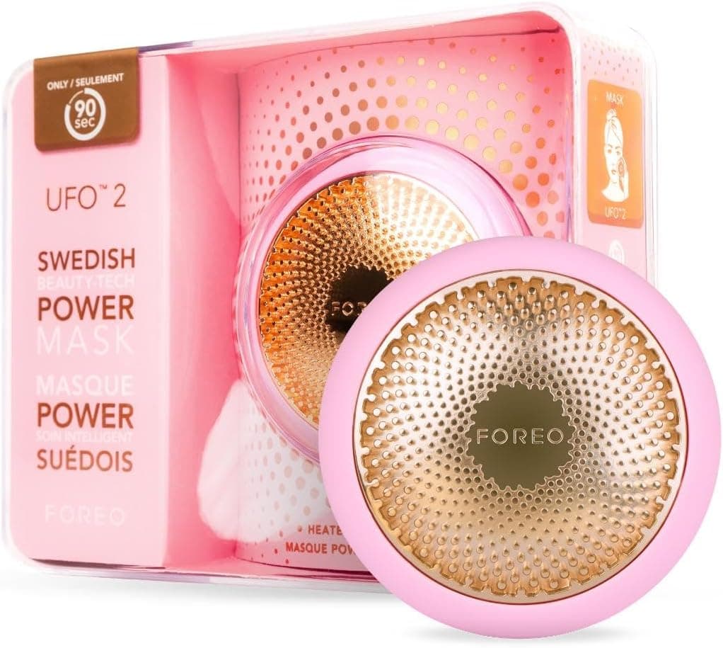 FOREO UFO 2 tratamento de máscara led facial, espectro completo luz led, terapia de luz led, máscara led facial, crioterapia, massajador facial, aumenta a absorção dos cuidados faciais, rosa pérola