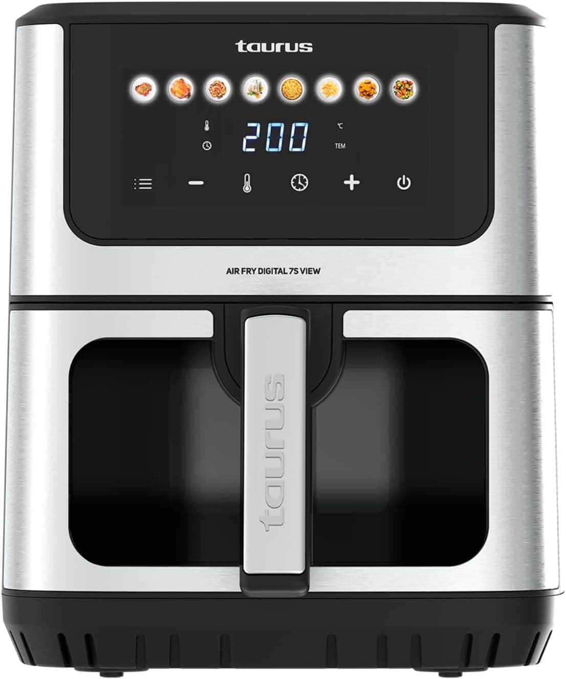 Taurus Frigideira de ar Air Fry digital 7S View | 1600 W | 6,5 l, 8 programas, ecrã tátil, visor acústico, cozinha uniforme, livre de BPA e PFOA, pega toque frio, receitário