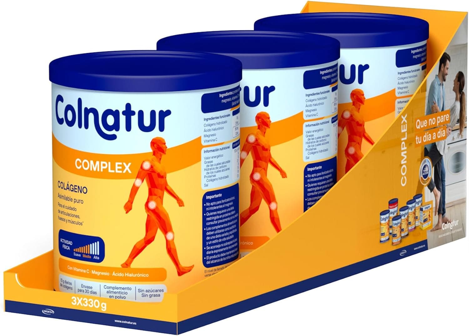Colnatur Complex Neutro 3 PACK | 3 frascos de 330 g, colagénio com magnésio e vitamina C para músculos e articulações, Amazon Exclusive