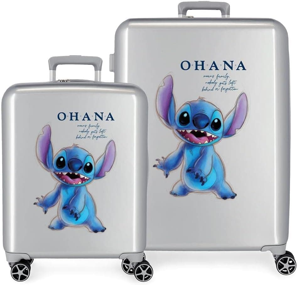 Disney Adorable Stitch Moods mala de cabine rígida ABS fecho de combinação lateral 4 rodas duplas bagagem mão, 100, Conjunto de malas