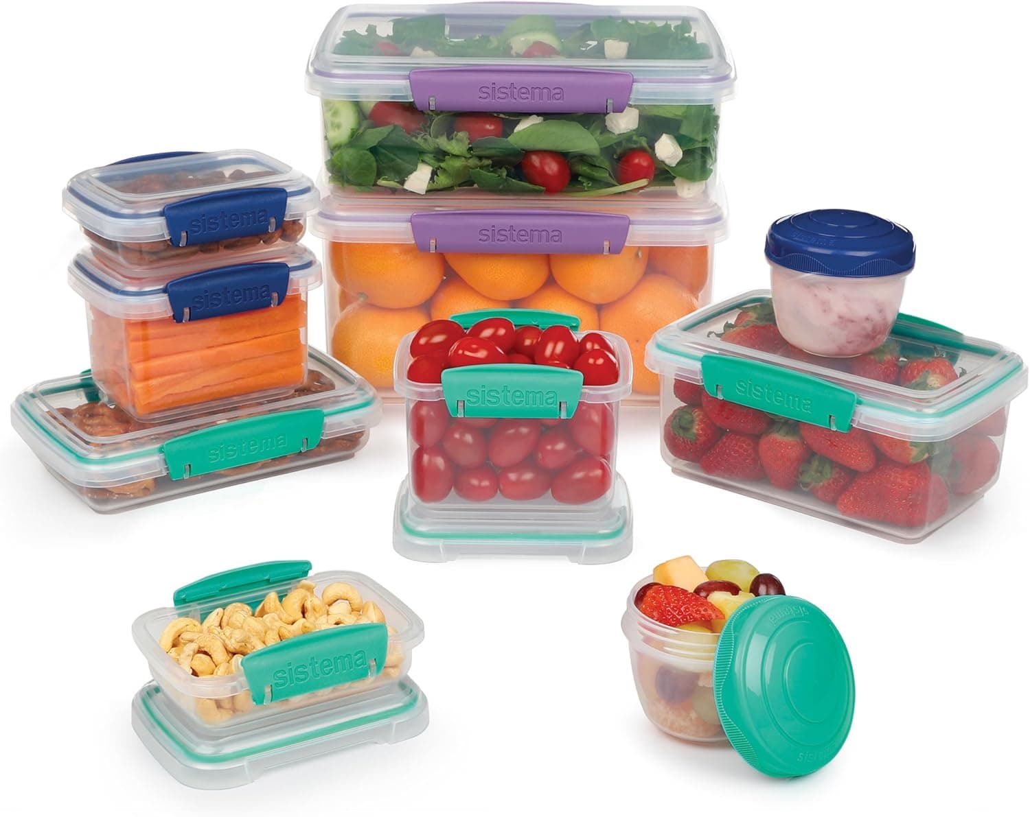 Recipientes para conservar alimentos, sistema, recipientes com tampa para preparar refeições, lancheiras, toalhas pequenas e muito mais, empilháveis e herméticas, sem BPA, 10 unidades