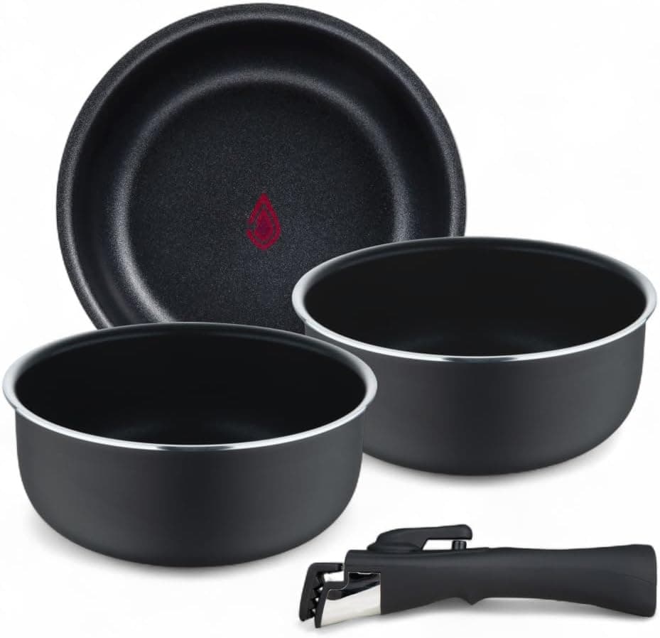 Bergner - Conjunto de 4 peças de aço Alu prensado com cabo desmontável e Heat Dot - revestimento ILAG essencial - antracite - indução compatível, 16 cm | 18 cm | 20 cm