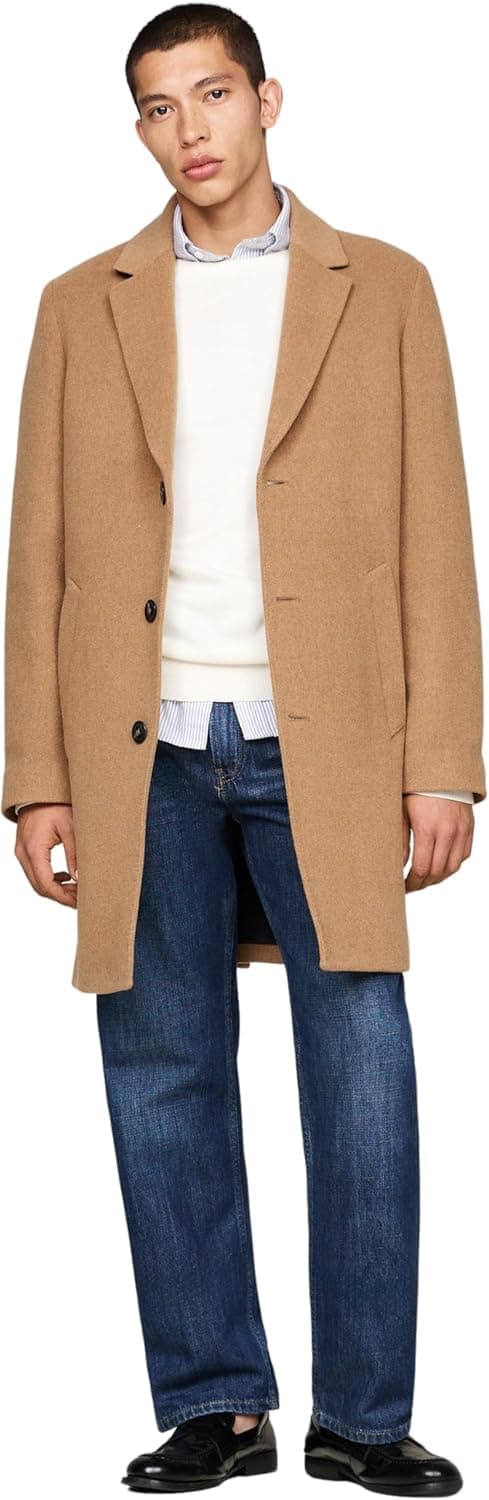 Tommy Hilfiger Casaco Mix Coat com uma fila de botões para homem