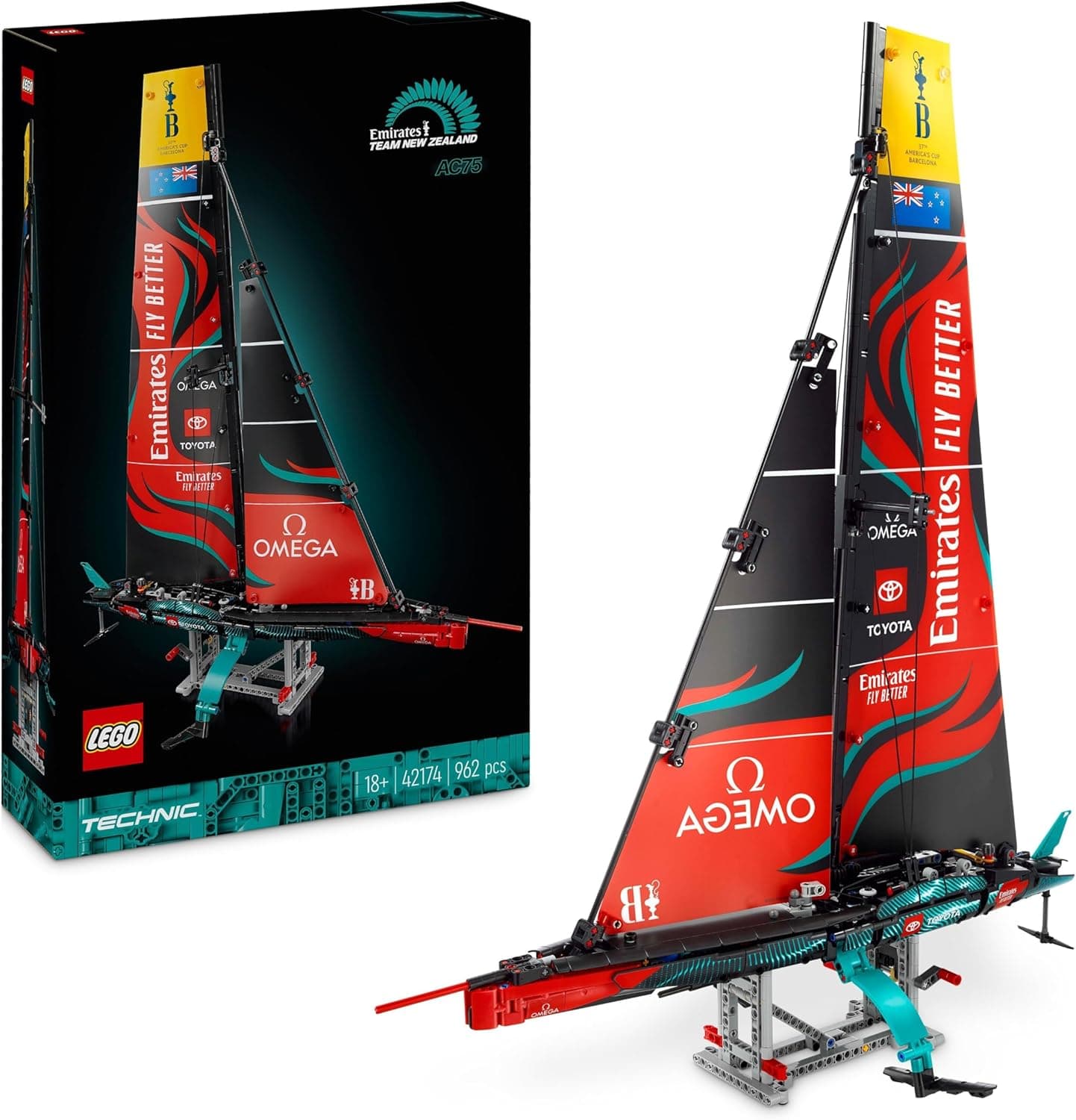 LEGO Technic Yate Emirates Team New Zealand AC75 Kit de construção, casaco para adultos de barco veleiro amantes da vela, presente para homens e mulheres, atividade criativa, decoração de casa 42174