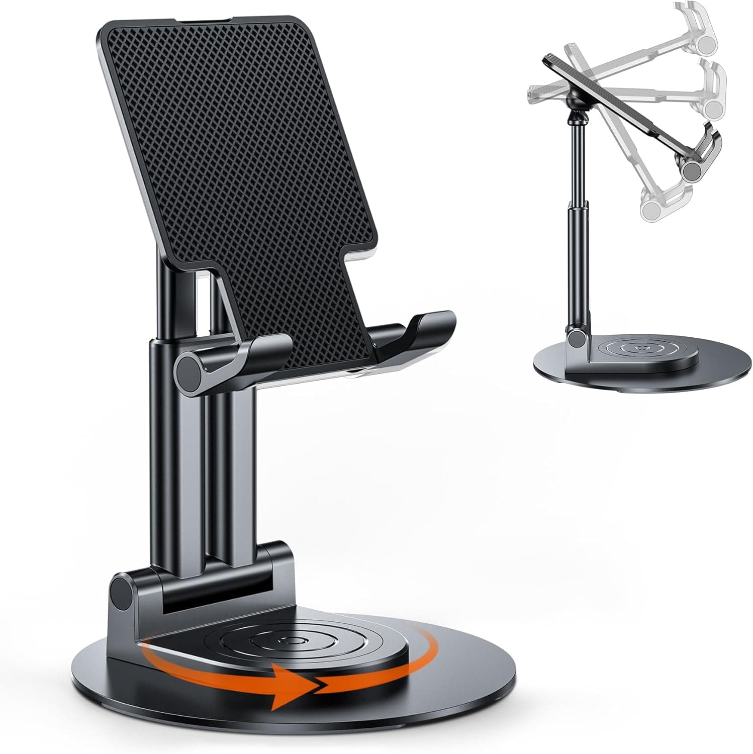 BHHB Suporte ajustável para telemóvel, suporte para mesa, suporte para telemóvel com base giratória de 360 graus, para smartphones, iPad Mini, Kindle e muito mais (preto)