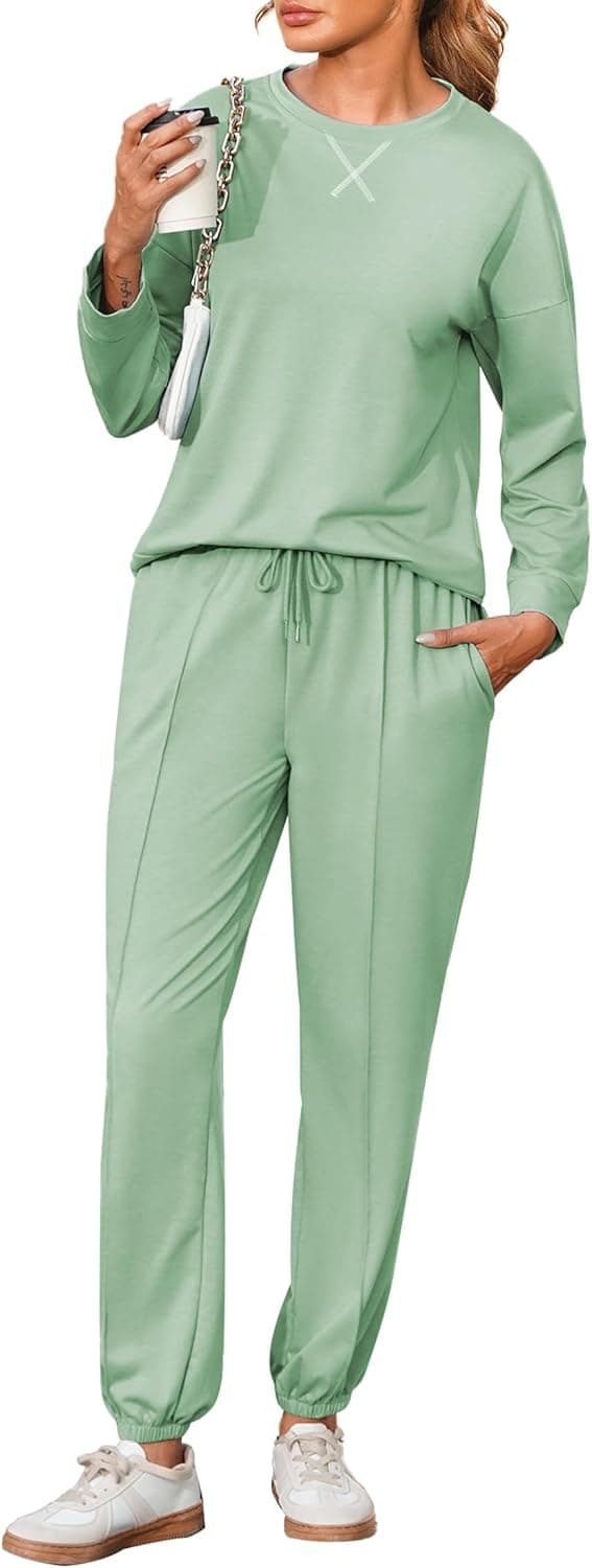 Demegimi Chándal para Mujer de Algodón para Invierno 2pc Deportivo Tracksuit Sudaderas Manga Larga y Pantalones Casual Completo Traje Deportivos para Otoño e Invierno M Verde
