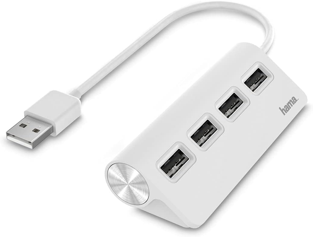 Hama | HUB com 4 portas USB (hub com rápida transferência de dados, adaptador multiportas 4 em 1) branco