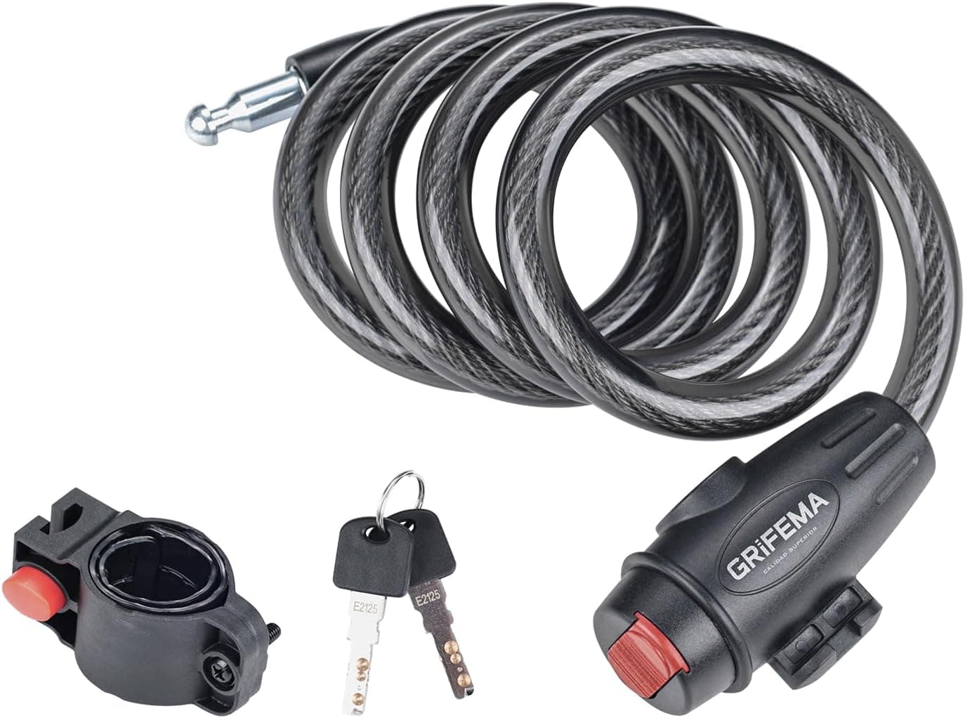 GRIFEMA GA1204-12 Cadeado de bicicleta anti-roubo com chave, segurança cadeado de cabo para bicicletas, motas, scooters, 120 cm, preto