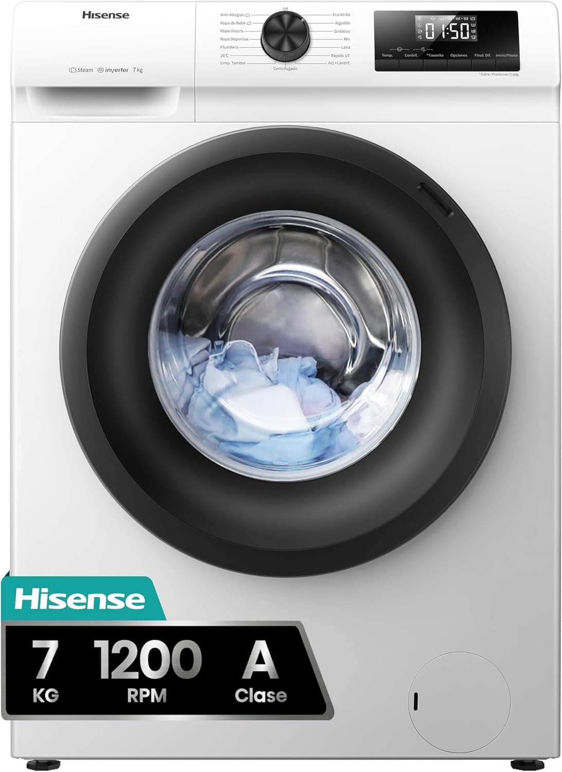 Hisense WFQP701219VM | Máquina de lavar roupa 7 kg classe A 1200 rpm branca
