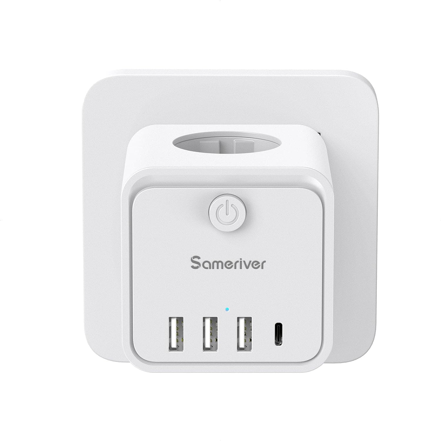 Cubo de tomada USB 7 em 1, latão tomadas múltiplas com 3 tomadas com tampa do balde, 3 USB A e 1 USB C, cubo de tomada multiple parede com interruptor, tomada USB para escritório, cozinha e quarto