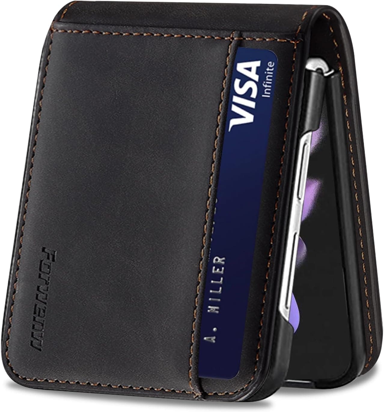 Capa para Samsung Galaxy Z Flip 5 [3 ranhuras para cartões] capa de couro para Samsung Galaxy Z Flip5 capa de couro dobrável para Samsung Galaxy Z Flip5 capa dobrável à prova de choques capa para
