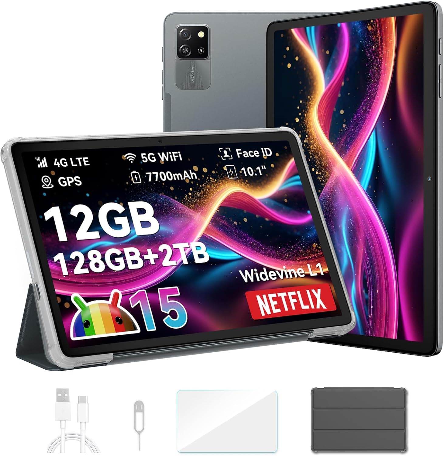 Blackview Tab 60 Pro | Tablet Android 15 de 10 polegadas com 12 GB RAM, 128 GB armazenamento, 4G LTE, Wi-Fi 5G e bateria 7700 mAh
