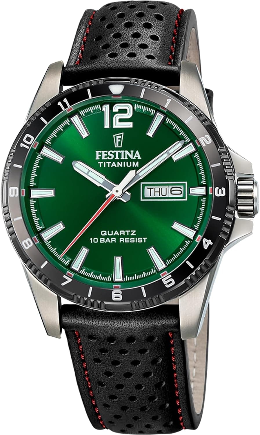 Festina Relógio homem F20699/3 titânio caixa de titânio prateado correia de pele preta