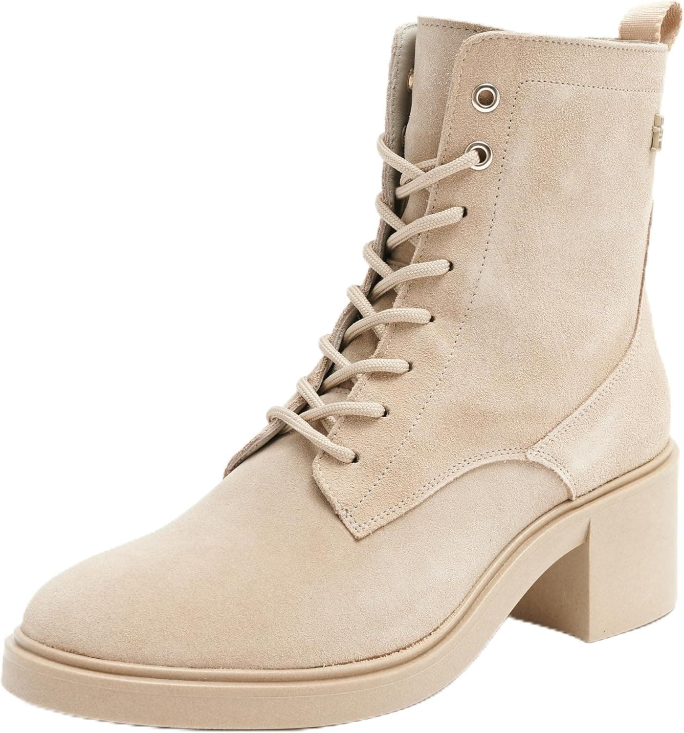 Tommy Hilfiger Botas de mulher Suede Mid Heel Laceup com salto
