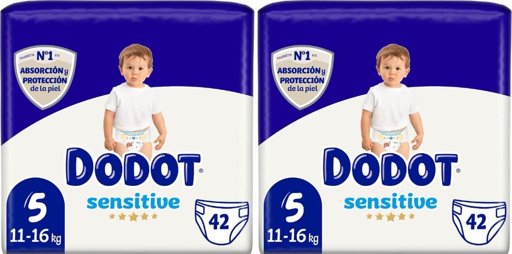 DODOT Sensitive Fraldas, 11 a 16 kg, branco, tamanho 5, baunilha, 42 unidades x 2