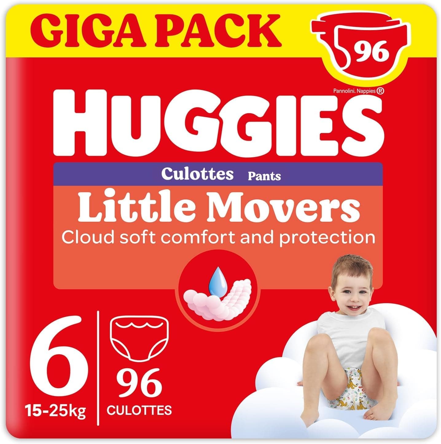 Huggies Little Movers Fralda cuecas para bebé com desenhos Disney tamanho 6 (15 - 25 kg), 2 pacotes de 48, total de 96 fraldas