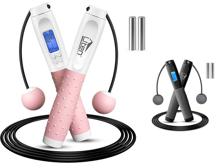 Uten Corda para saltar, com temporizador e contador de calorias, corda para saltar sem fio, comprimento ajustável, 3 m, cabo antiderrapante, para fitness, treino