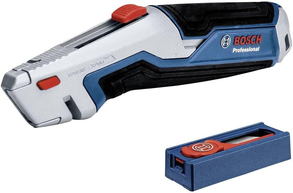 Bosch Professional | Faca universal com lâmina retrátil e conjunto de 10 lâminas trapezoidais