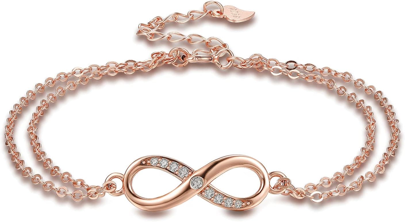 Micory Mulher prata de lei 925 infinito pulseira amor para sempre infinito pulseira ajustável presente para mulheres meninas
