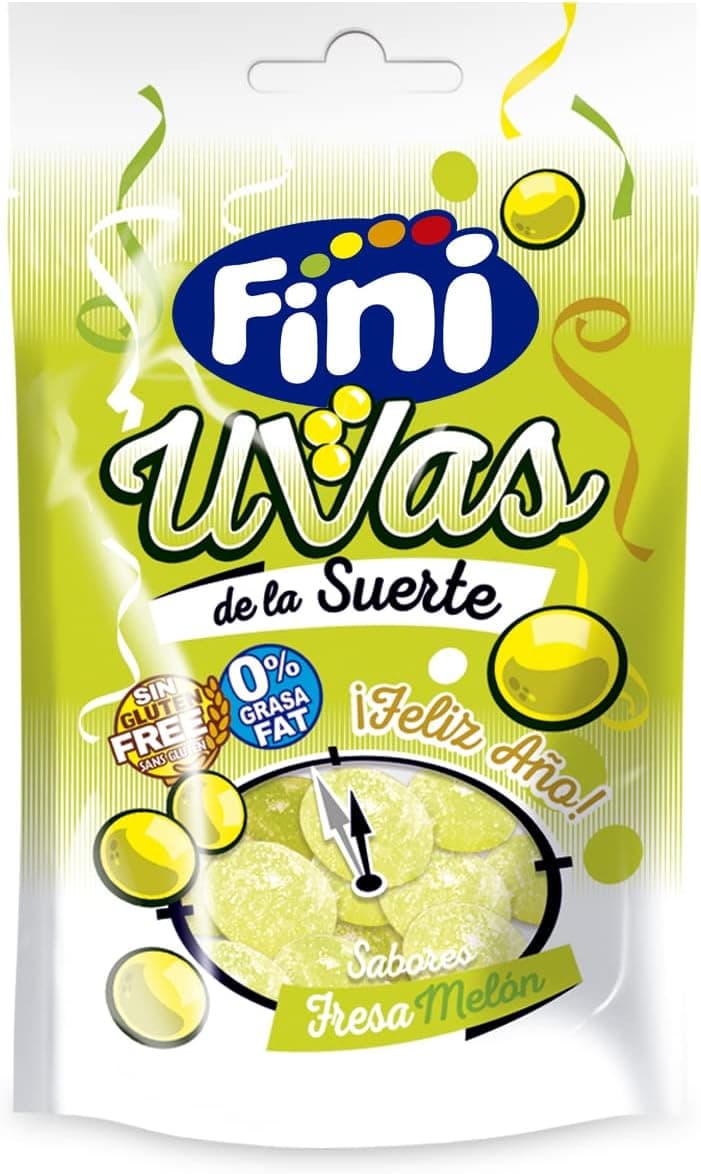 Fini Uvas da sorte | Gominolas de Natal, sem glúten | Carros sabor morango melão - 30 g