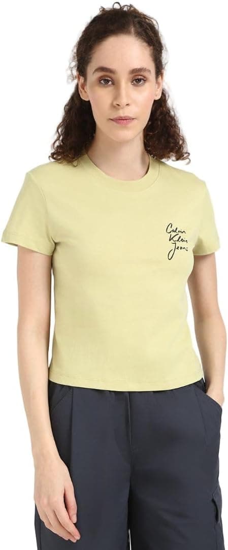 Calvin Klein Script Institutional Baby T-shirt S/S para mulher