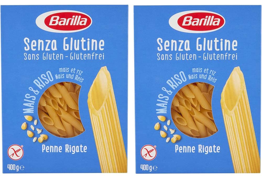 Barilla Massa sem glúten, penne rigate, milho e arroz integral, 400 g x 2