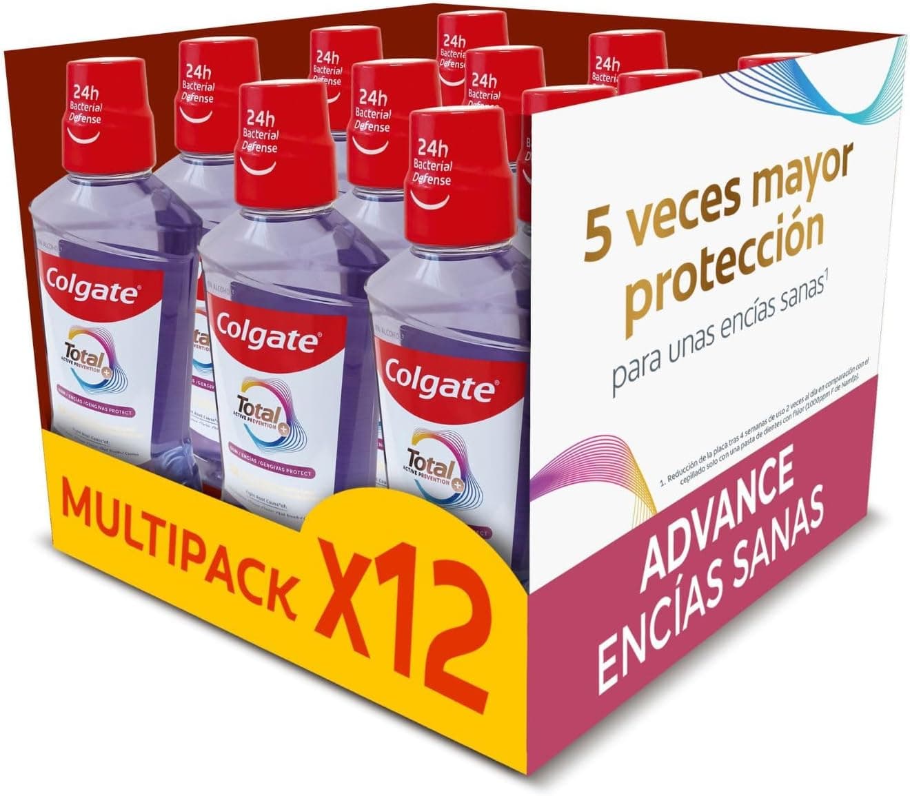 Colgate Total Advanced Encías Sanas | Elixir bucal menta suave proteção antibacteriana sem álcool 12 x 500 ml