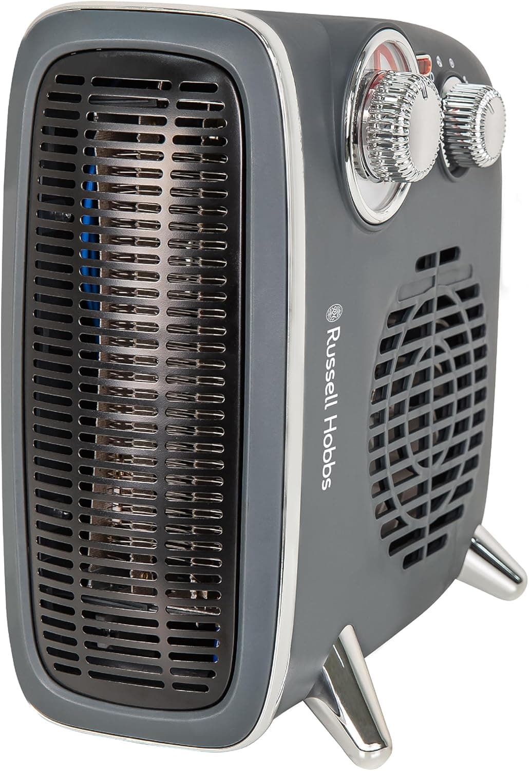 Russell Hobbs RHRETHFH1001G Aquecedor elétrico de 1800 W/1,8 kW, ventilador retro horizontal/vertical, com termóstato ajustável, 2 configurações de temperatura, 20 m2, controlo do mostrador, cinzento