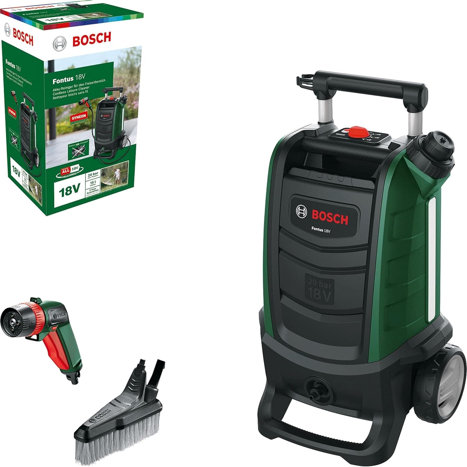 Bosch Limpeza de exterior a bateria Fontus 18 V (sem bateria, sistema de 18 V, em caixa)