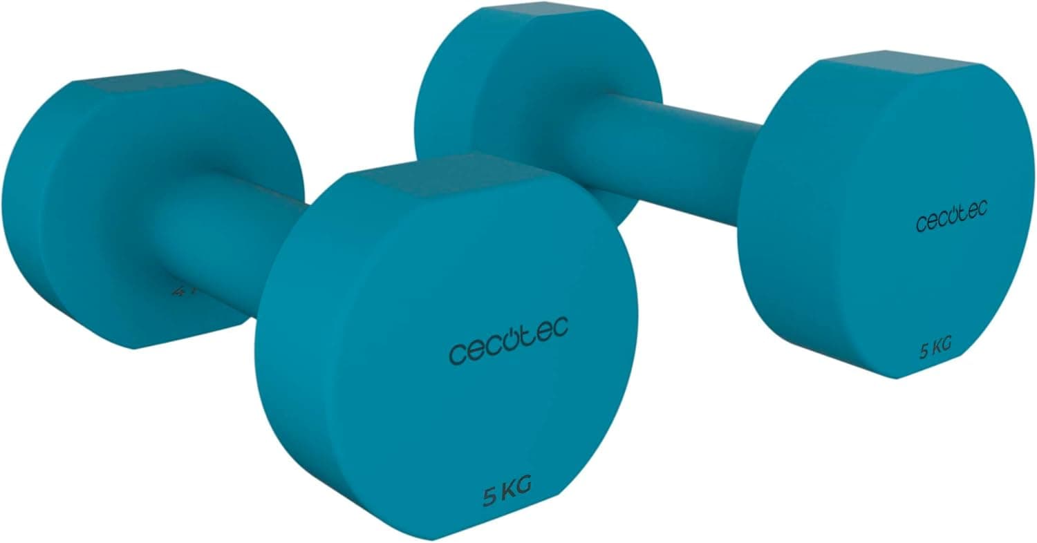 Cecotec Conjunto de 2 pesos de 5 kg, Drumfit 400 DoubleNeo, revestimento de neoprene, design compacto e anti-rolamento