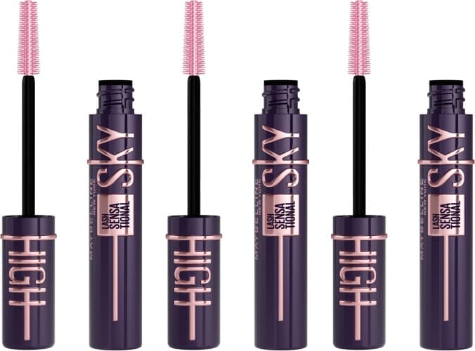 Maybelline New York, máscara de pestanas Lash Sensational Sky High, volume e comprimento, tom Cherry Sky, 7,2 ml x 3